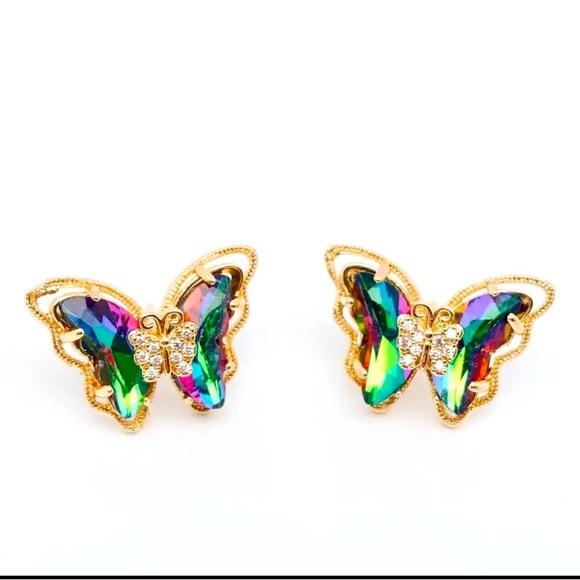 Multicolored 🌈 butterfly 🦋 earrings - Picture 1 of 2
